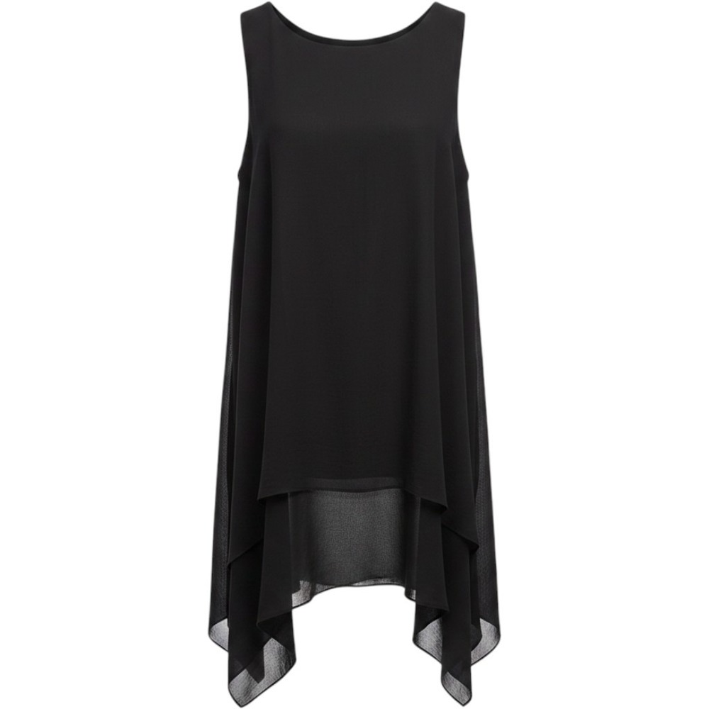 Soft‎ Surroundings Women Tank Top Black Polyester PM Asymmetrical Lagenlook